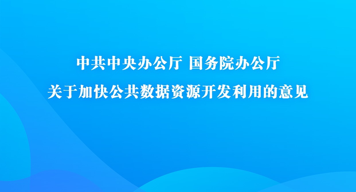 中共中央办公厅 国务院办公厅关于加快公共数据资源开发利用的意见